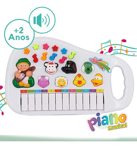 Piano Teclado Animal Infantil Sons Luz Eletrônico Criança